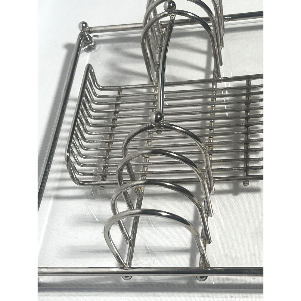Vintage Davco Silverplate Flatware Caddy Acrylic Buffet Holder Hollywood Regency - Picture 7 of 9